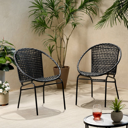 Fauteuil club d'extérieur moderne en osier Java (lot de 2) par Christopher Knight Home