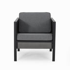 Fauteuils club d'extérieur Jax en imitation bois et fer noir/gris (lot de 4) par Christopher Knight Home