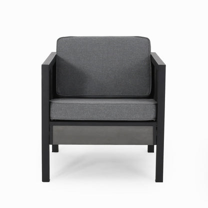 Fauteuils club d'extérieur Jax en imitation bois et fer noir/gris (lot de 4) par Christopher Knight Home