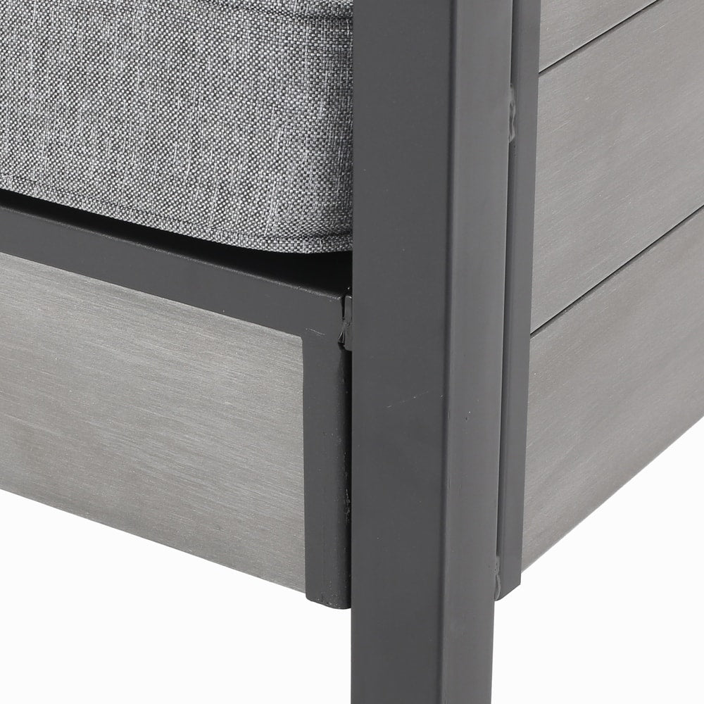 Fauteuils club d'extérieur Jax en imitation bois et fer noir/gris (lot de 4) par Christopher Knight Home
