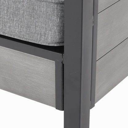 Fauteuils club d'extérieur Jax en imitation bois et fer noir/gris (lot de 4) par Christopher Knight Home