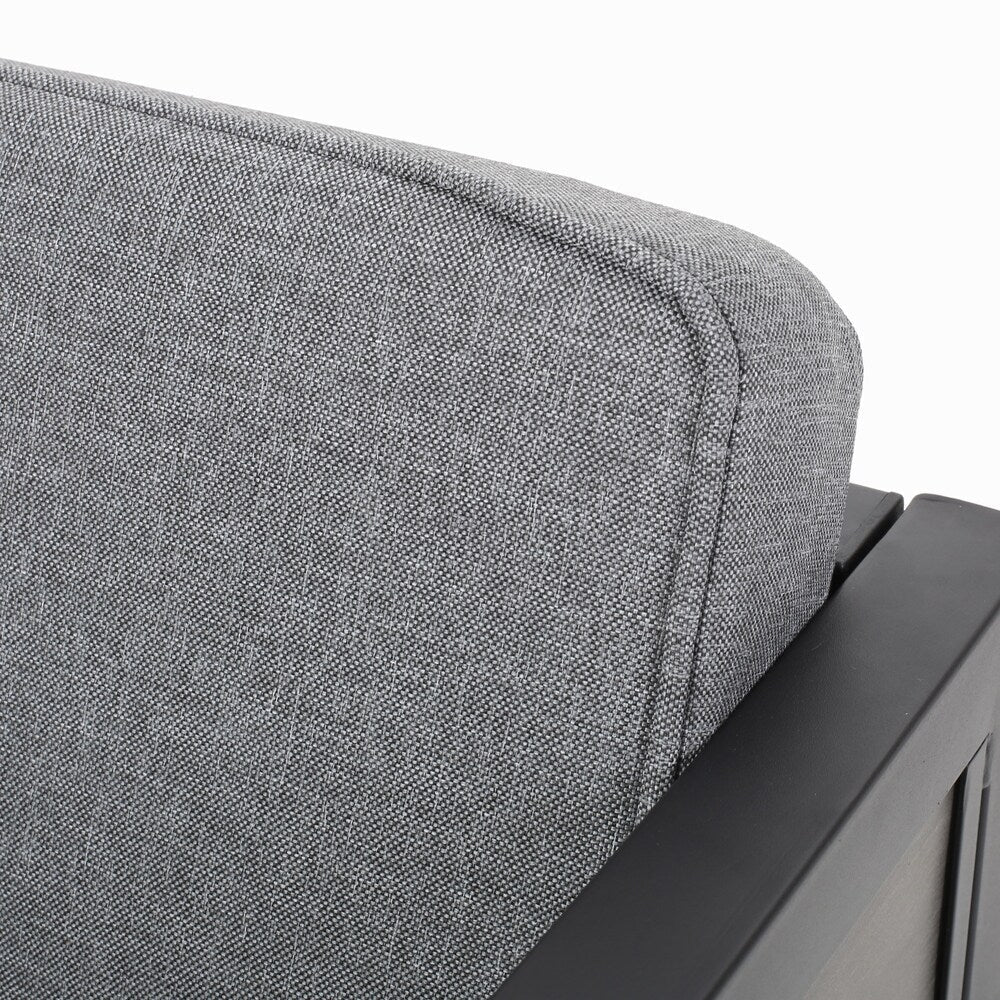 Fauteuils club d'extérieur Jax en imitation bois et fer noir/gris (lot de 4) par Christopher Knight Home