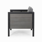 Fauteuils club d'extérieur Jax en imitation bois et fer noir/gris (lot de 4) par Christopher Knight Home