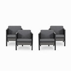 Fauteuils club d'extérieur Jax en imitation bois et fer noir/gris (lot de 4) par Christopher Knight Home