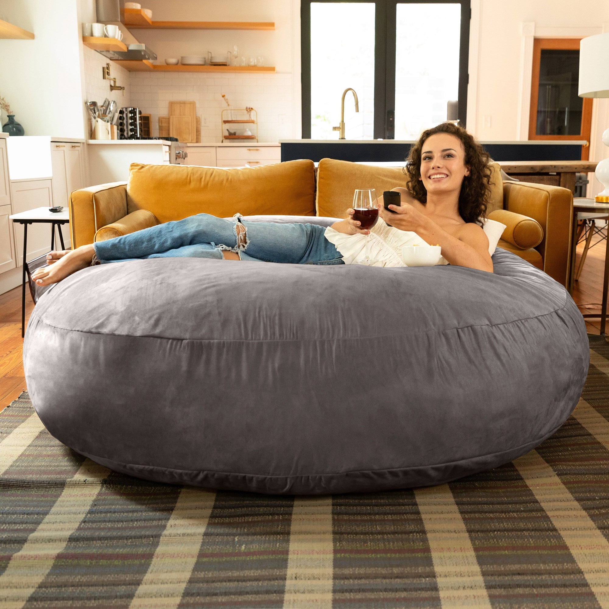 Jaxx 6 Foot Cocoon - 2-in-1 Giant Bean Bag Chair for Adults & Convertible Bean Bag Bed