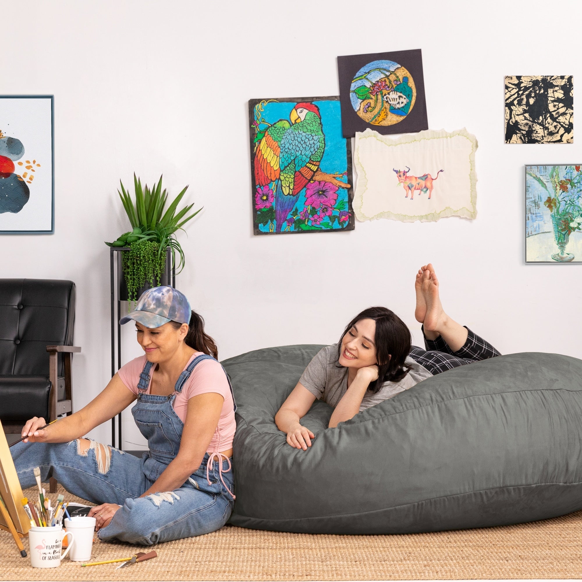 Jaxx 6 Foot Cocoon - 2-in-1 Giant Bean Bag Chair for Adults & Convertible Bean Bag Bed