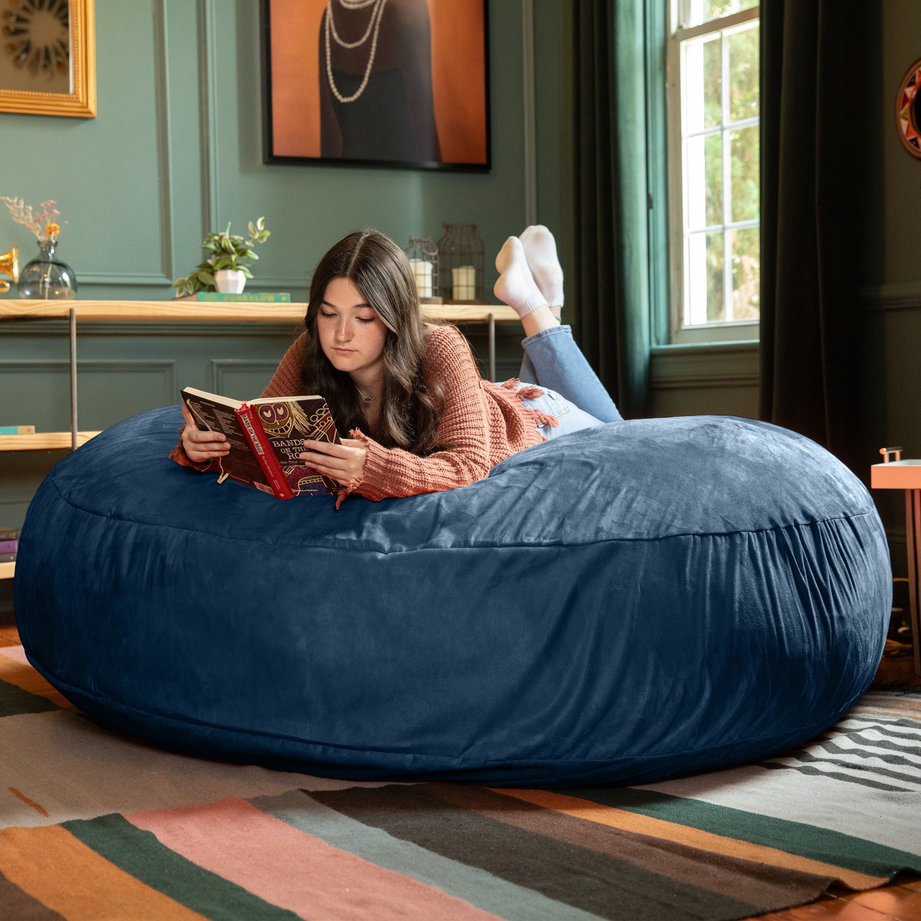 Jaxx Cocoon 6 pieds - Fauteuil poire géant 2 en 1 pour adultes et lit poire convertible