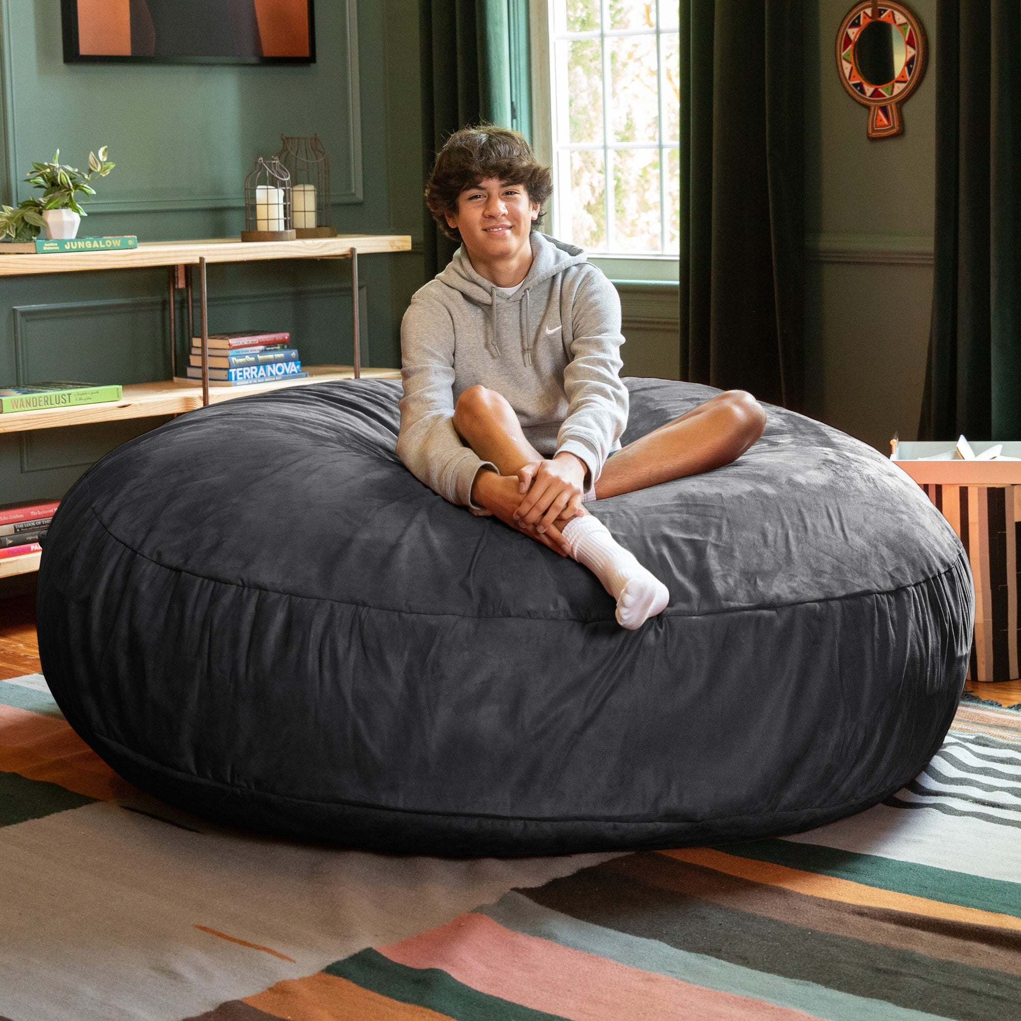 Jaxx 6 Foot Cocoon - 2-in-1 Giant Bean Bag Chair for Adults & Convertible Bean Bag Bed