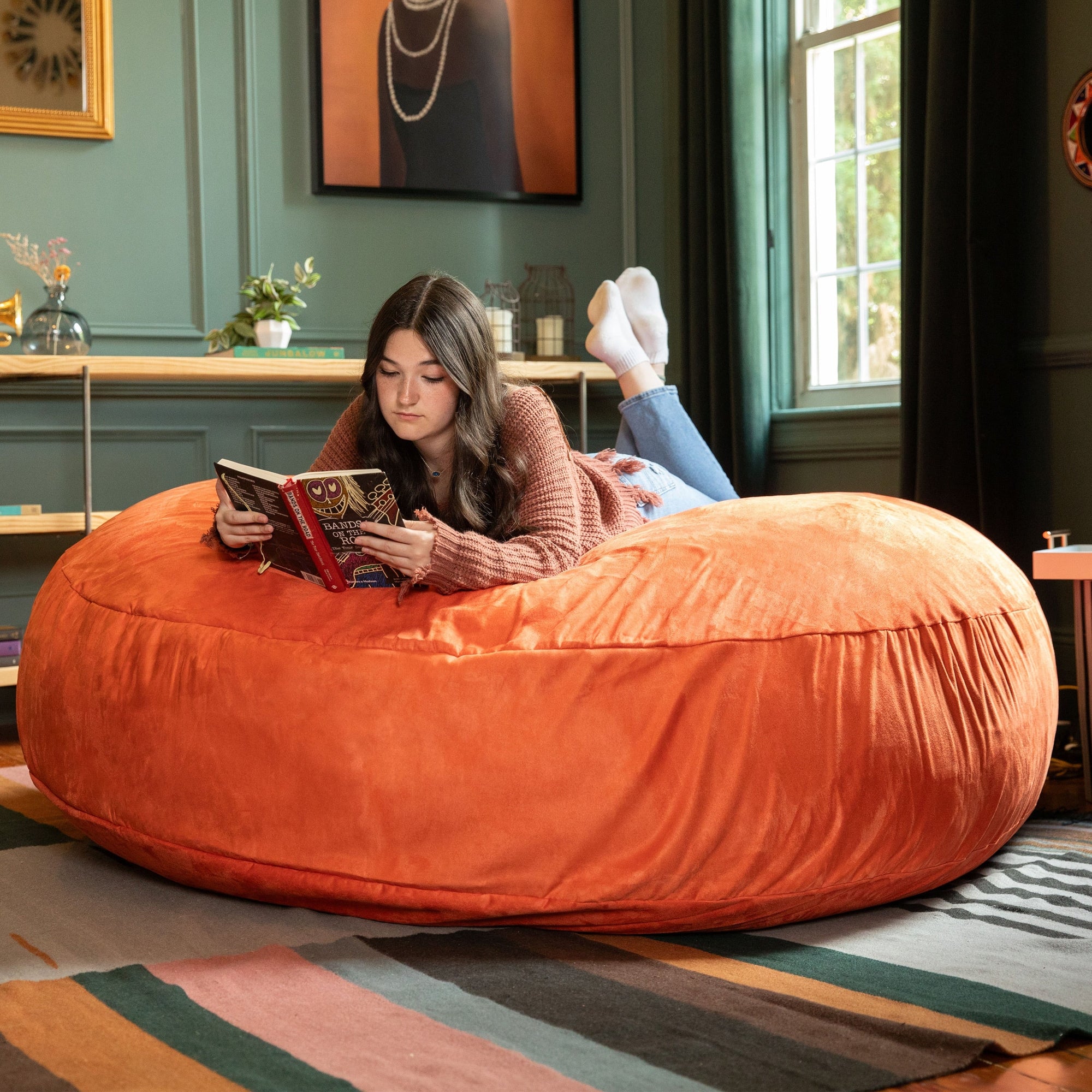 Jaxx 6 Foot Cocoon - 2-in-1 Giant Bean Bag Chair for Adults & Convertible Bean Bag Bed