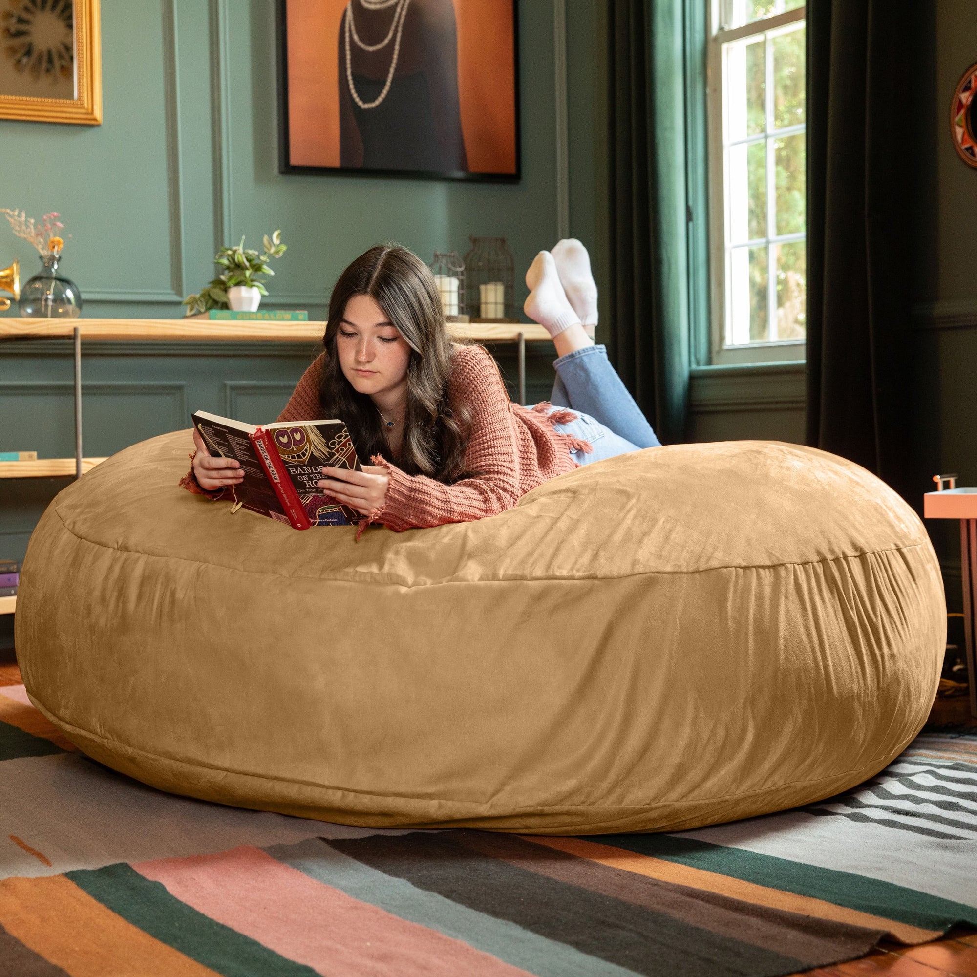 Jaxx 6 Foot Cocoon - 2-in-1 Giant Bean Bag Chair for Adults & Convertible Bean Bag Bed