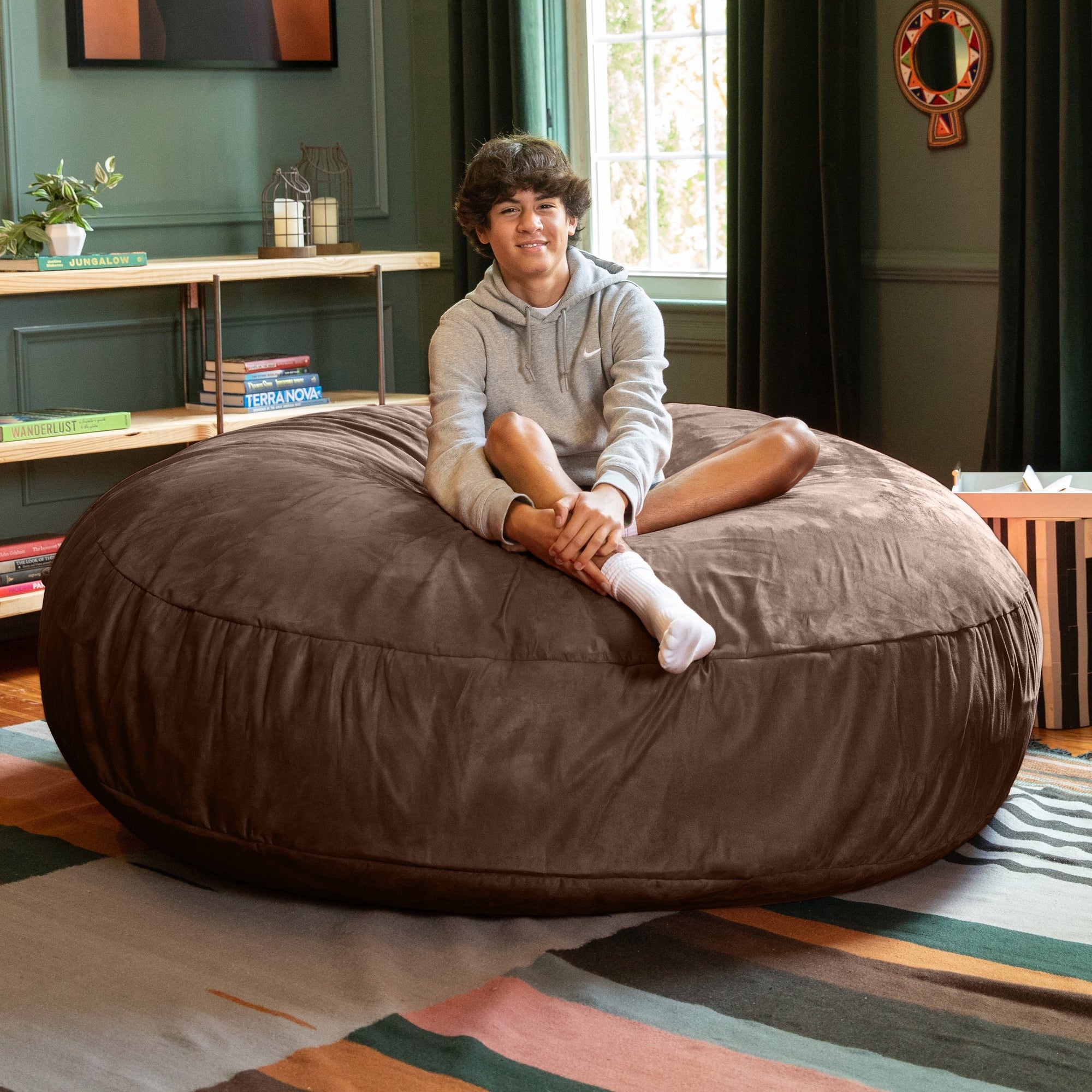 Jaxx 6 Foot Cocoon - 2-in-1 Giant Bean Bag Chair for Adults & Convertible Bean Bag Bed