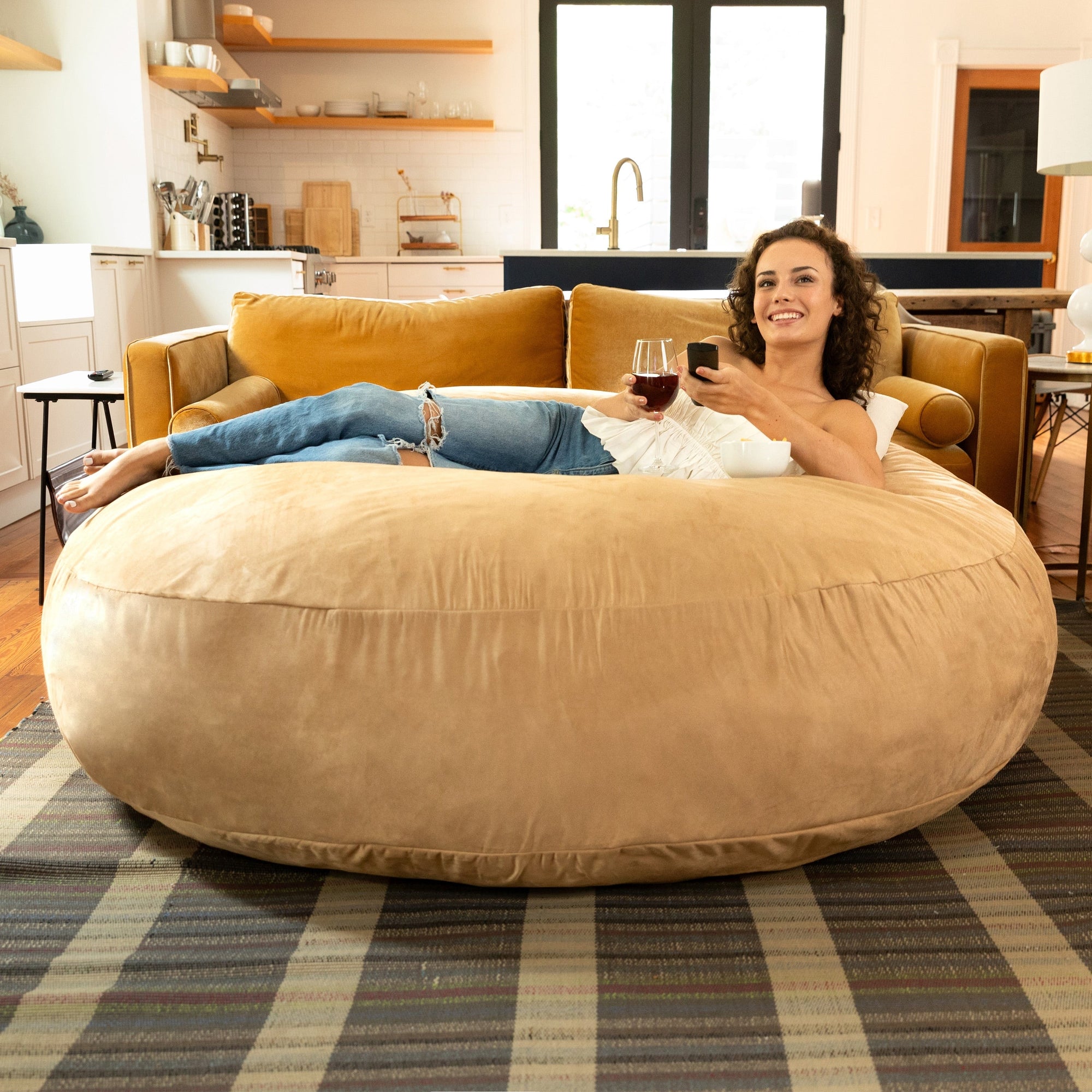 Jaxx 6 Foot Cocoon - 2-in-1 Giant Bean Bag Chair for Adults & Convertible Bean Bag Bed