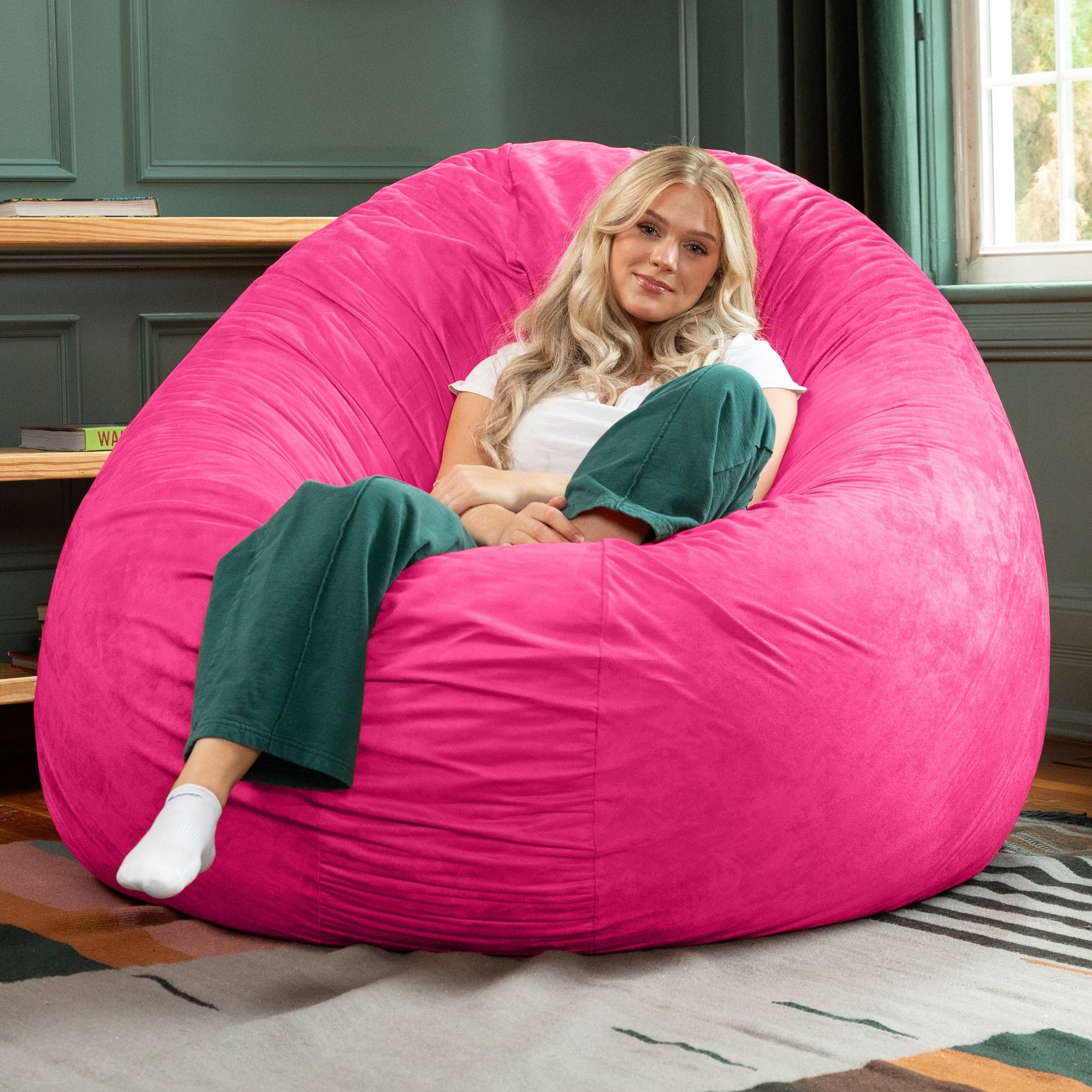 Jaxx 6 Foot Cocoon - 2-in-1 Giant Bean Bag Chair for Adults & Convertible Bean Bag Bed