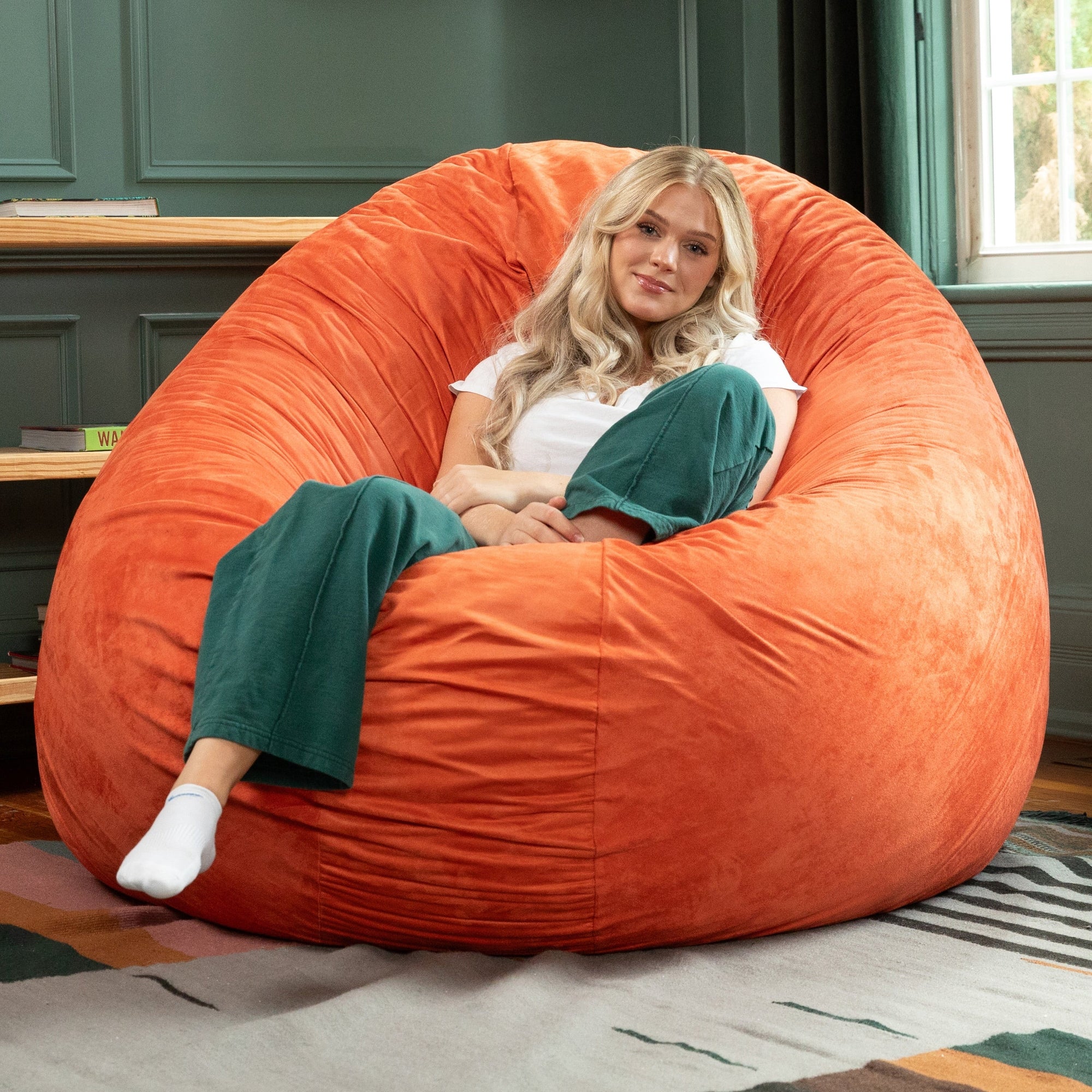 Jaxx 6 Foot Cocoon - 2-in-1 Giant Bean Bag Chair for Adults & Convertible Bean Bag Bed