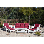 Ensemble de 6 chaises Jeco en osier blanc avec coussins beiges