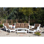 Ensemble de 6 chaises Jeco en osier blanc avec coussins beiges