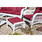 Ensemble de 6 chaises Jeco en osier blanc avec coussins beiges