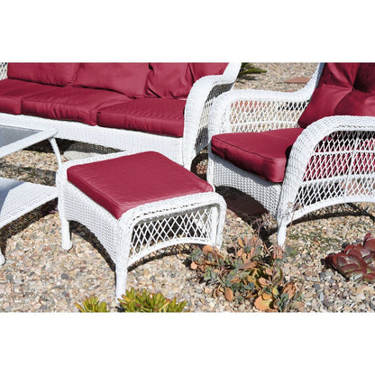 Ensemble de 6 chaises Jeco en osier blanc avec coussins beiges