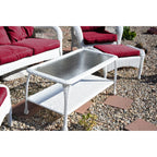 Ensemble de 6 chaises Jeco en osier blanc avec coussins beiges