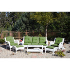Ensemble de 6 chaises Jeco en osier blanc avec coussins beiges