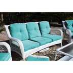 Ensemble de 6 chaises Jeco en osier blanc avec coussins beiges