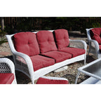 Ensemble de 6 chaises Jeco en osier blanc avec coussins beiges