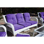 Ensemble de 6 chaises Jeco en osier blanc avec coussins beiges