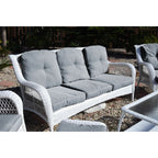 Ensemble de 6 chaises Jeco en osier blanc avec coussins beiges