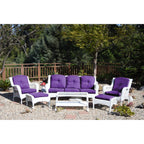 Ensemble de 6 chaises Jeco en osier blanc avec coussins beiges