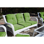 Ensemble de 6 chaises Jeco en osier blanc avec coussins beiges
