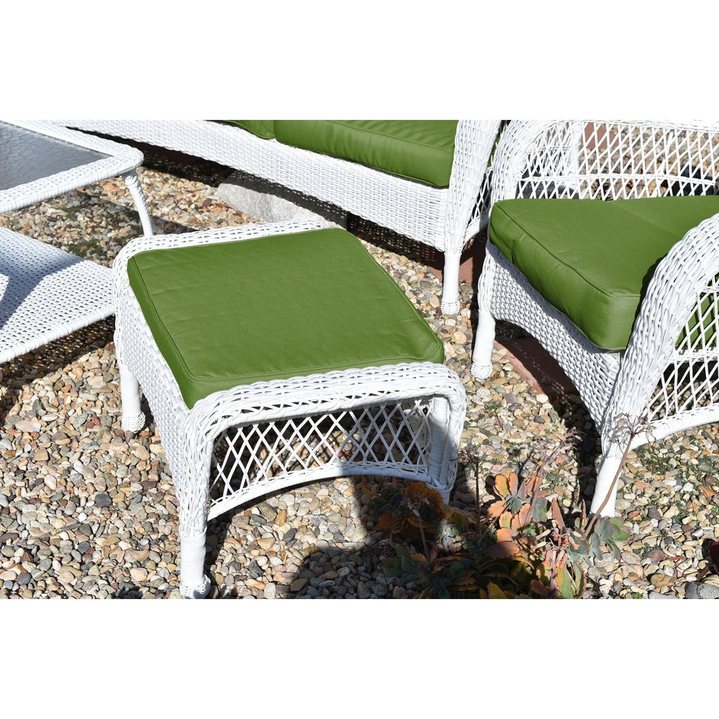 Ensemble de 6 chaises Jeco en osier blanc avec coussins beiges