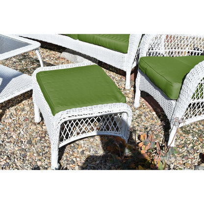 Ensemble de 6 chaises Jeco en osier blanc avec coussins beiges
