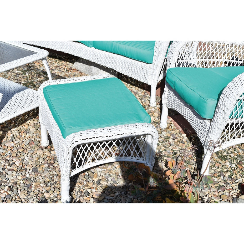 Ensemble de 6 chaises Jeco en osier blanc avec coussins beiges