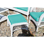 Ensemble de 6 chaises Jeco en osier blanc avec coussins beiges