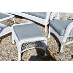 Ensemble de 6 chaises Jeco en osier blanc avec coussins beiges