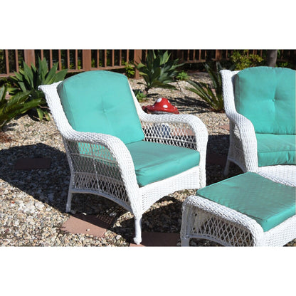 Ensemble de 6 chaises Jeco en osier blanc avec coussins beiges