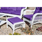 Ensemble de 6 chaises Jeco en osier blanc avec coussins beiges