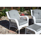Ensemble de 6 chaises Jeco en osier blanc avec coussins beiges