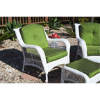 Ensemble de 6 chaises Jeco en osier blanc avec coussins beiges