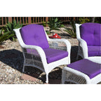 Ensemble de 6 chaises Jeco en osier blanc avec coussins beiges