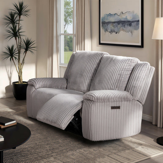 Canapé inclinable électrique Philip 62 de Jennifer Taylor Home, velours côtelé gris lune