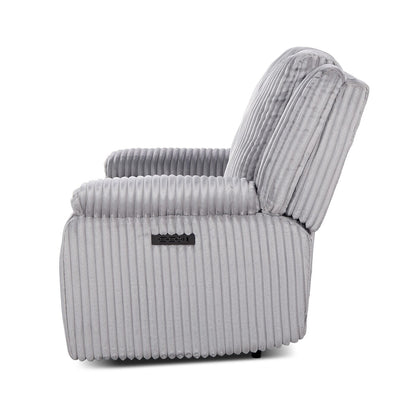 Canapé inclinable électrique Philip 62 de Jennifer Taylor Home, velours côtelé gris lune
