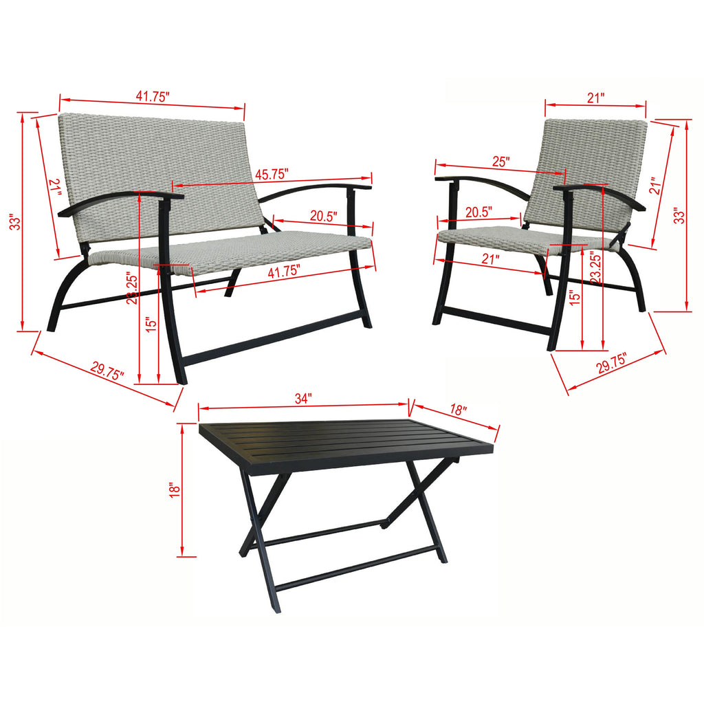 Ensemble de 4 chaises pliantes à assise profonde Jericho