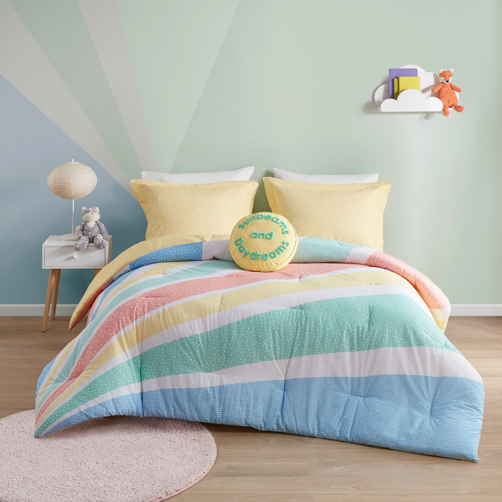 Parure de lit réversible en coton Jessie jaune arc-en-ciel par Urban Habitat Kids