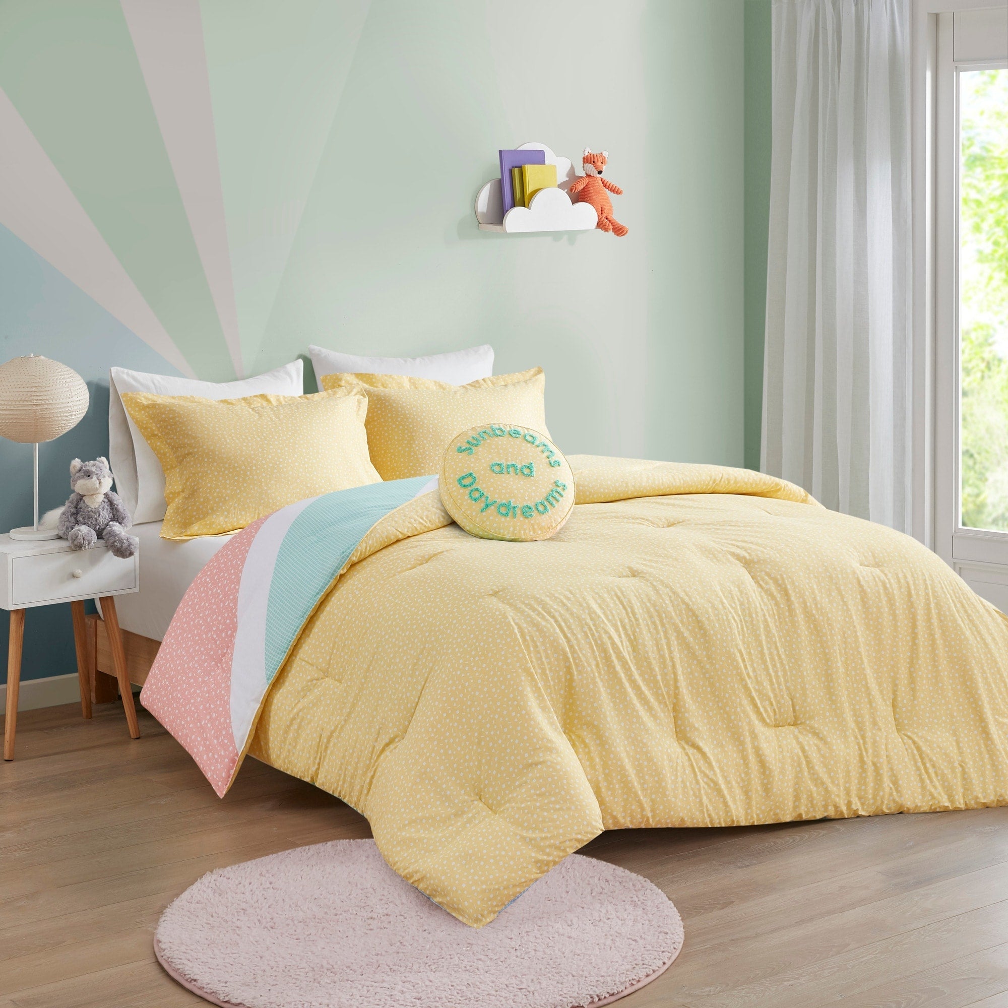 Parure de lit réversible en coton Jessie jaune arc-en-ciel par Urban Habitat Kids