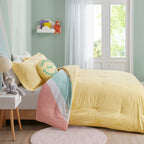 Parure de lit réversible en coton Jessie jaune arc-en-ciel par Urban Habitat Kids