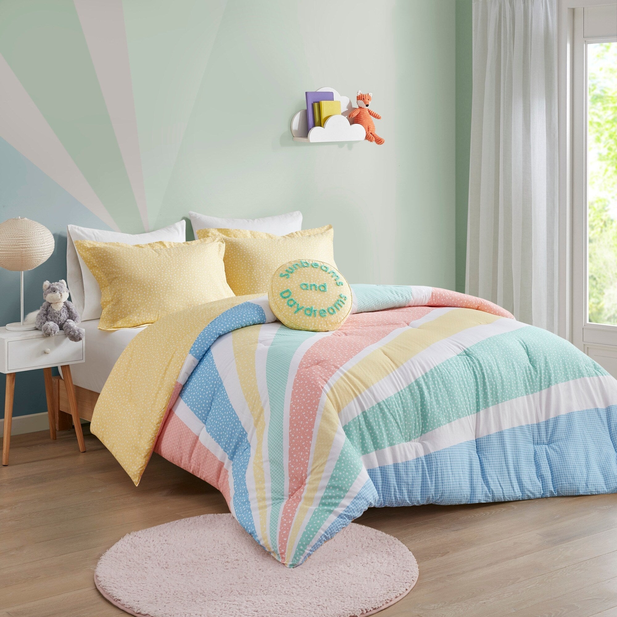 Parure de lit réversible en coton Jessie jaune arc-en-ciel par Urban Habitat Kids