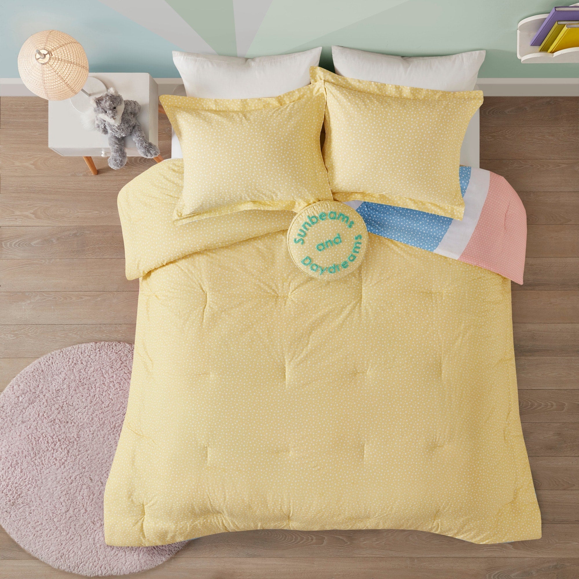 Parure de lit réversible en coton Jessie jaune arc-en-ciel par Urban Habitat Kids