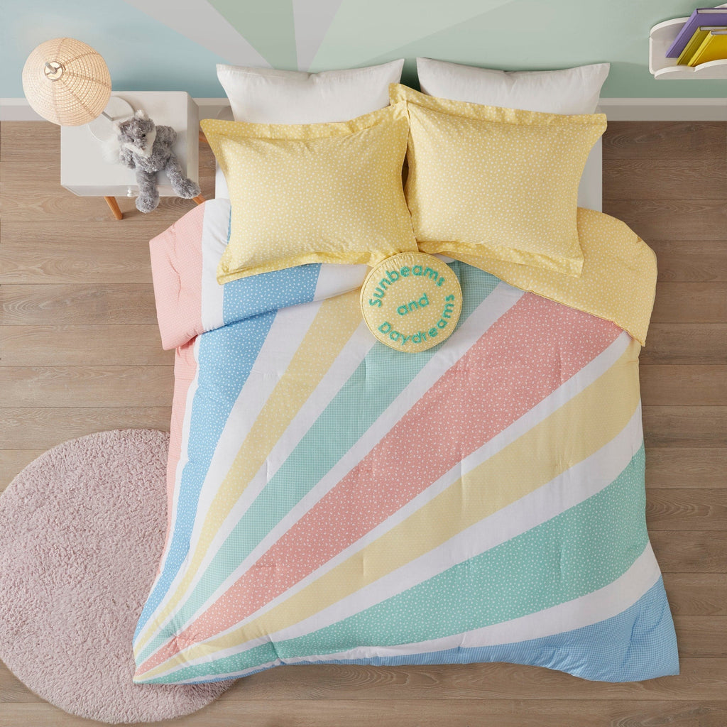 Parure de lit réversible en coton Jessie jaune arc-en-ciel par Urban Habitat Kids