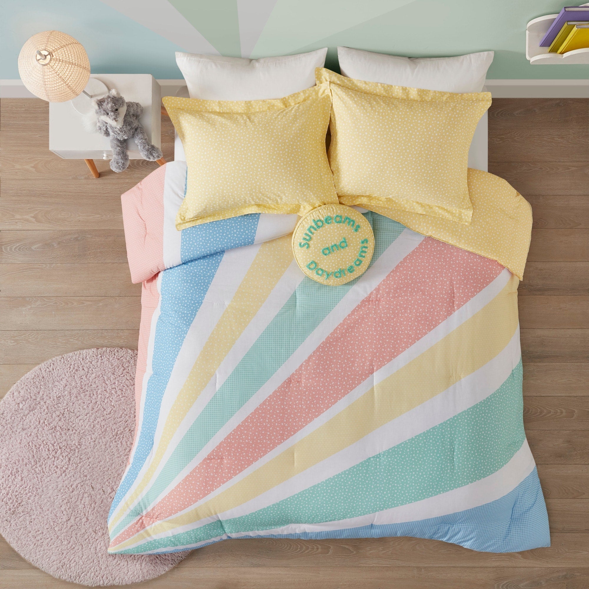 Parure de lit réversible en coton Jessie jaune arc-en-ciel par Urban Habitat Kids